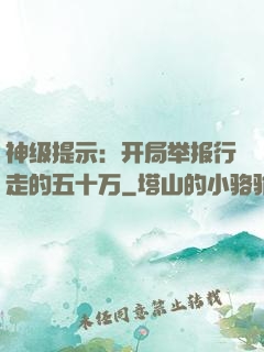 神级提示：开局举报行走的五十万